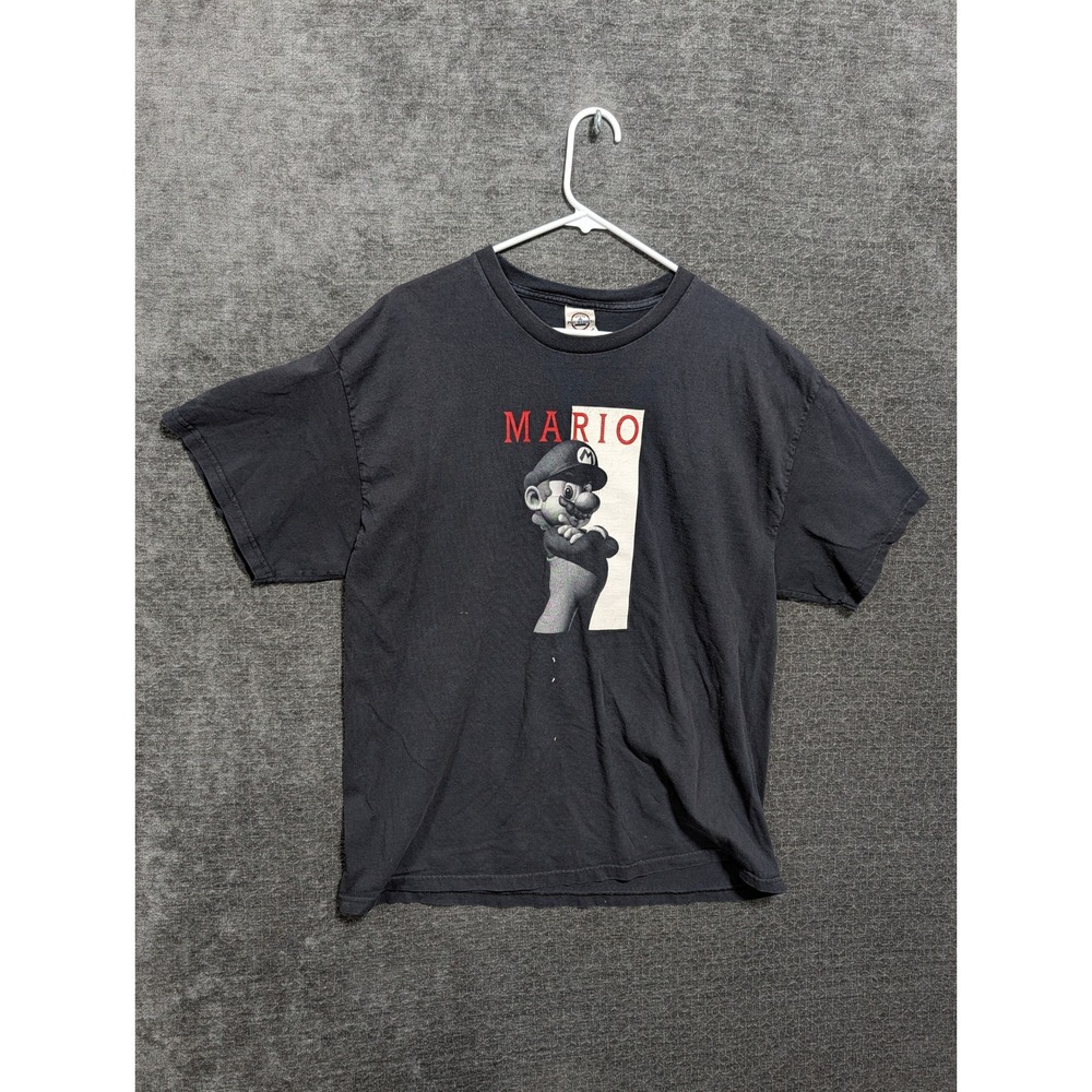 Nintendo Super Mario Graphic T-Shirt Delta Pro Weight Faded Black XL 1843